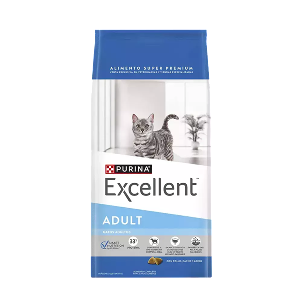 Purina Excellent, Gatos Adultos con Pollo, Carne y Arroz x 7,5 kg.
